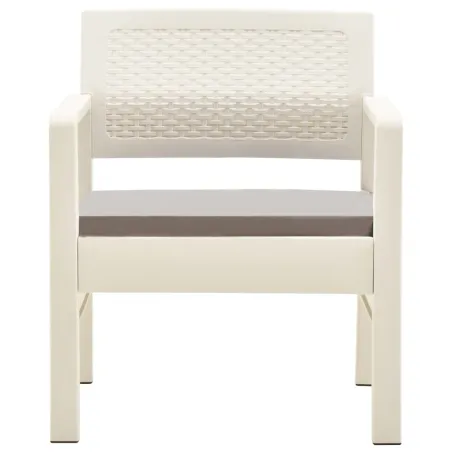 Salon de jardin 3 pcs avec coussins Plastique Blanc