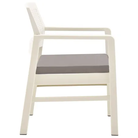 Salon de jardin 3 pcs avec coussins Plastique Blanc