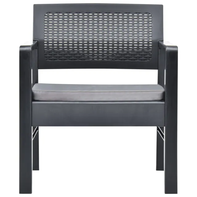 Salon de jardin 3 pcs avec coussins Plastique Gris