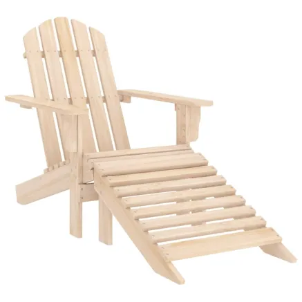 Chaise de jardin Adirondack avec pouf bois de sapin solide