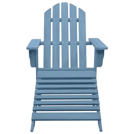 Chaise de jardin Adirondack avec pouf bois de sapin solide bleu 2