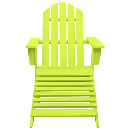 Chaise de jardin Adirondack avec pouf bois de sapin solide vert 2