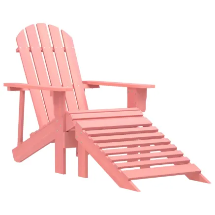 Chaise de jardin Adirondack avec pouf bois de sapin solide rose