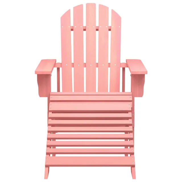 Chaise de jardin Adirondack avec pouf bois de sapin solide rose
