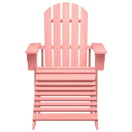 Chaise de jardin Adirondack avec pouf bois de sapin solide rose