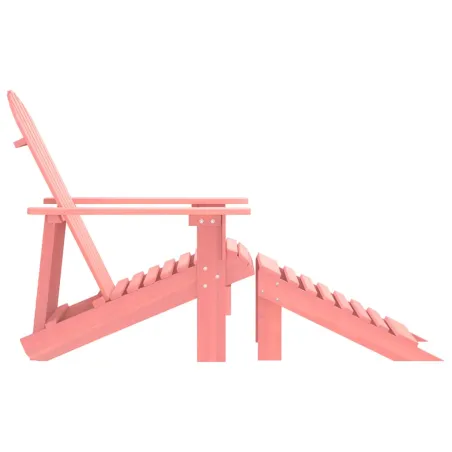 Chaise de jardin Adirondack avec pouf bois de sapin solide rose