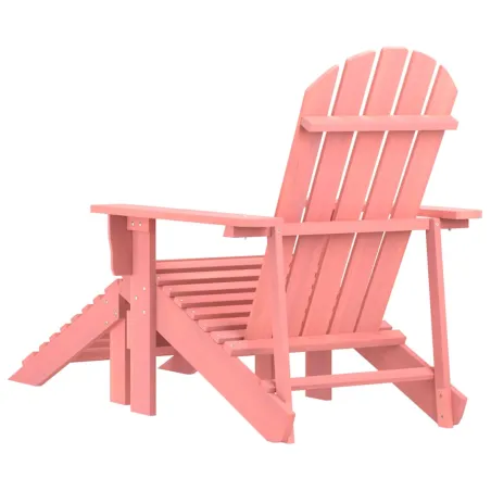 Chaise de jardin Adirondack avec pouf bois de sapin solide rose