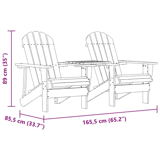 Chaises de jardin Adirondack avec table bois de sapin solide