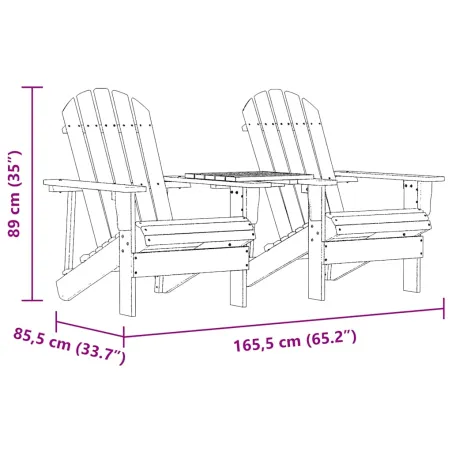 Chaises de jardin Adirondack avec table bois de sapin solide