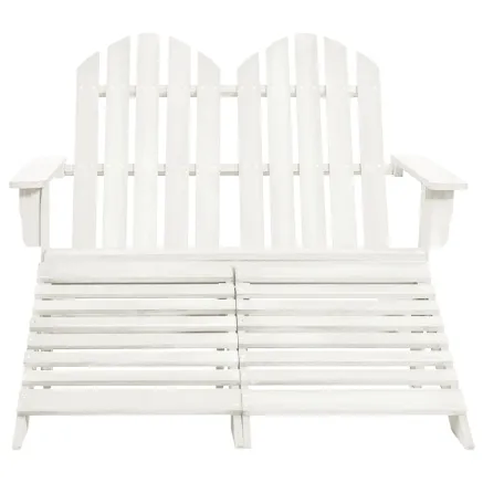 Chaise de jardin Adirondack 2 places et repose-pied sapin blanc 2