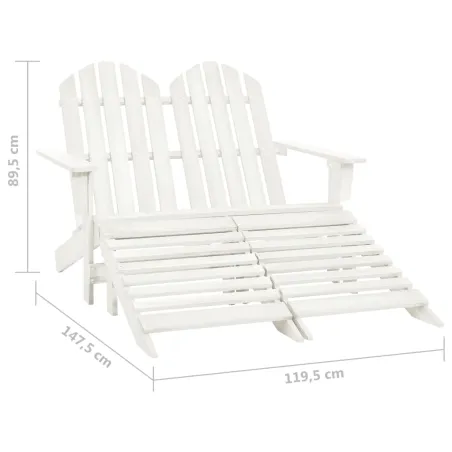 Chaise de jardin Adirondack 2 places et repose-pied sapin blanc