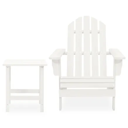 Chaise de jardin Adirondack avec table Bois de sapin Blanc 2