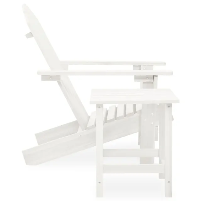 Chaise de jardin Adirondack avec table Bois de sapin Blanc