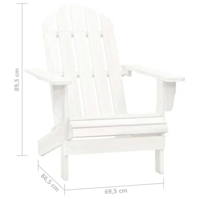Chaise de jardin Adirondack avec table Bois de sapin Blanc