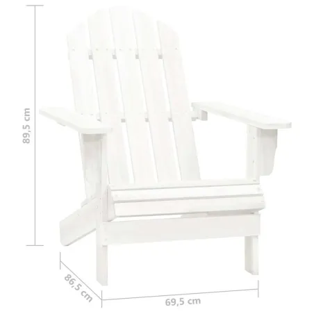 Chaise de jardin Adirondack avec table Bois de sapin Blanc