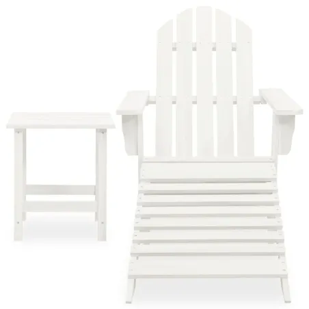 Chaise de jardin Adirondack avec pouf et table Sapin Blanc