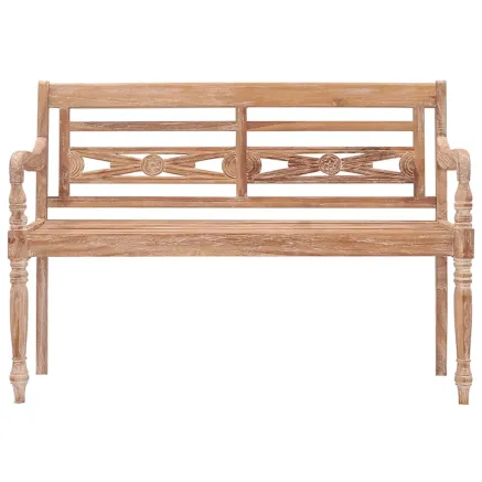 Banc Batavia 120 cm Huilé en blanc Bois de teck solide 2