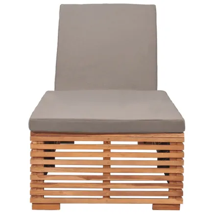 Chaise longue avec coussin gris foncé Bois de teck solide 2