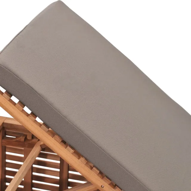 Chaise longue avec coussin gris foncé Bois de teck solide