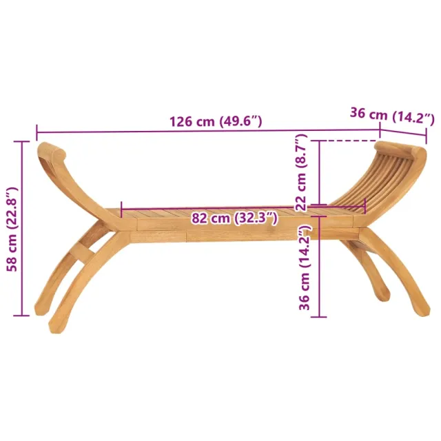 Banc de jardin 126 cm Bois de teck solide