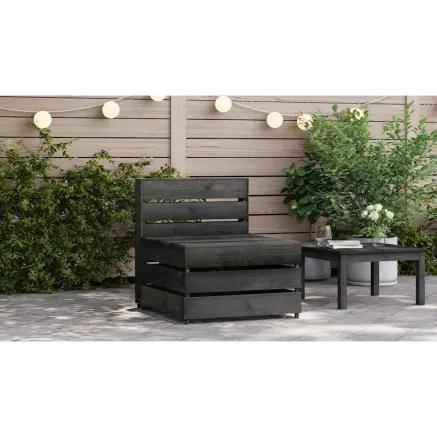 Canapé central palette de jardin gris bois de pin imprégné 2