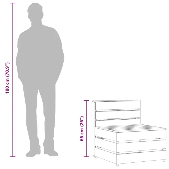 Canapé central palette de jardin gris bois de pin imprégné