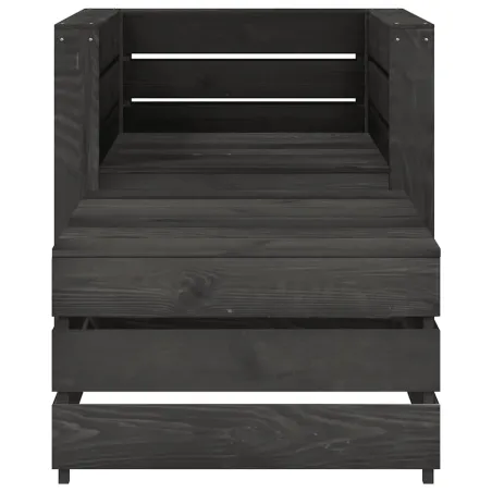 Salon de jardin palette 2 pcs Bois de pin imprégné de gris