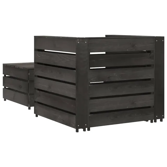 Salon de jardin palette 2 pcs Bois de pin imprégné de gris