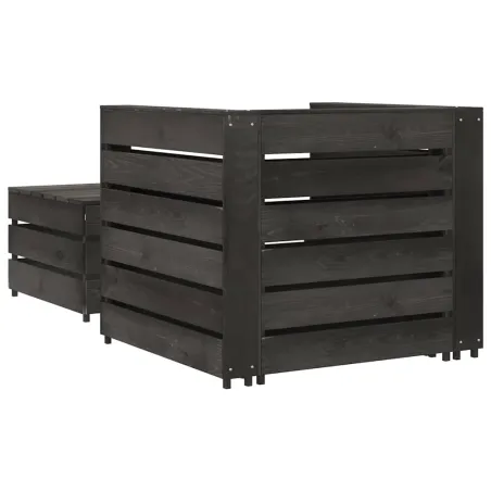 Salon de jardin palette 2 pcs Bois de pin imprégné de gris