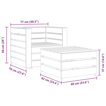 Salon de jardin palette 2 pcs Bois de pin imprégné de gris