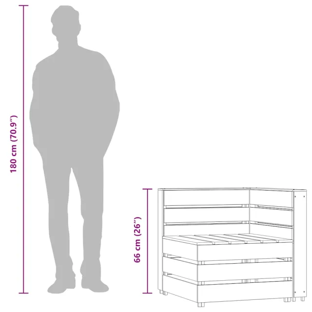Canapé palette d'angle de jardin bois de pin imprégné