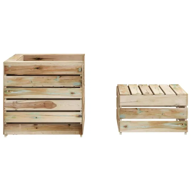 Salon de jardin palette 2 pcs Bois de pin imprégné