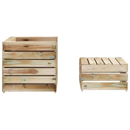 Salon de jardin palette 2 pcs Bois de pin imprégné