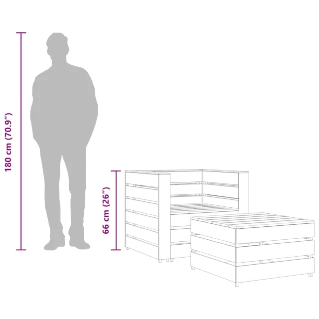 Salon de jardin palette 2 pcs Bois de pin imprégné