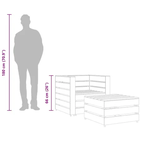 Salon de jardin palette 2 pcs Bois de pin imprégné