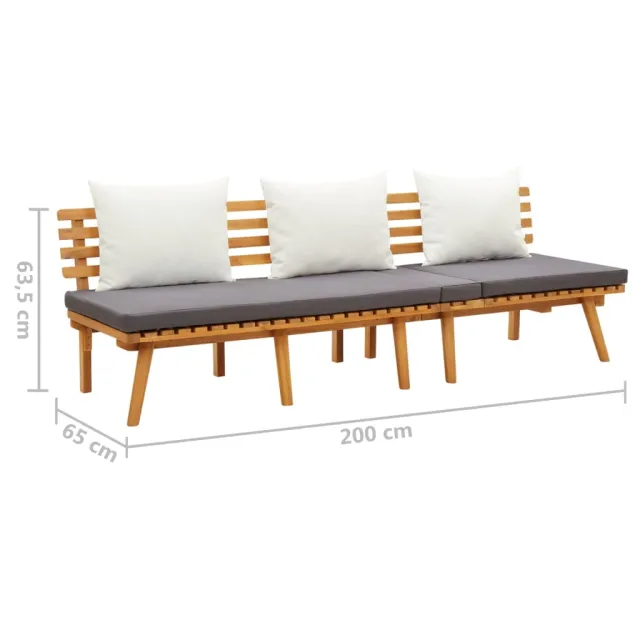 Lit de repos de jardin 200x65 cm Bois d'acacia solide