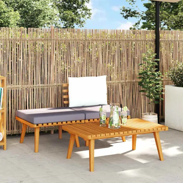 Salon de jardin 3 pcs avec coussins Bois d'acacia massif