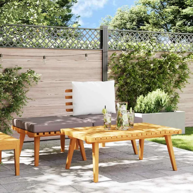 Salon de jardin 3 pcs avec coussins Bois d'acacia massif