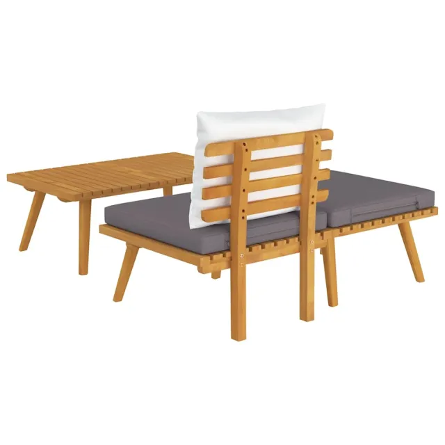 Salon de jardin 3 pcs avec coussins Bois d'acacia massif