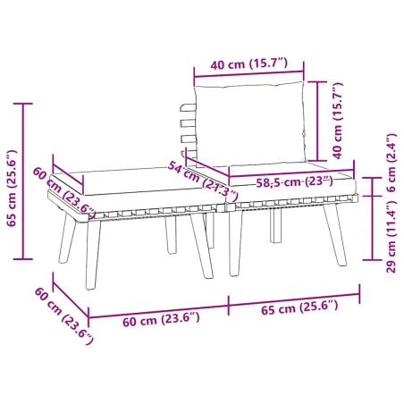 Salon de jardin 3 pcs avec coussins Bois d'acacia massif