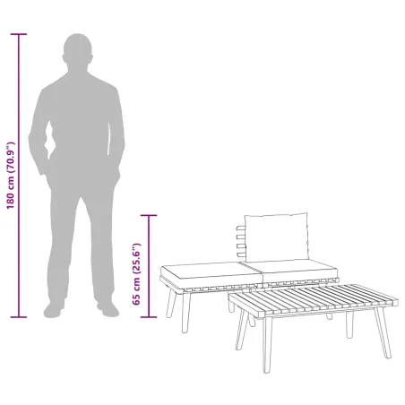 Salon de jardin 3 pcs avec coussins Bois d'acacia massif