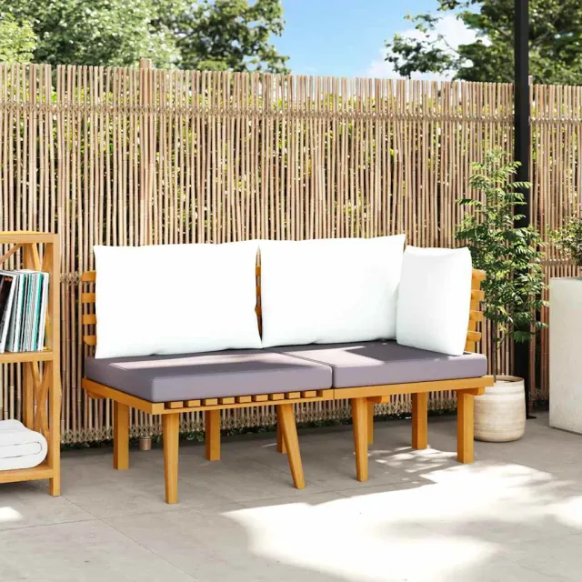 Salon de jardin 2 pcs avec coussins Bois d'acacia solide