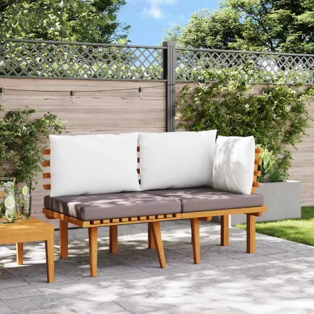 Salon de jardin 2 pcs avec coussins Bois d'acacia solide