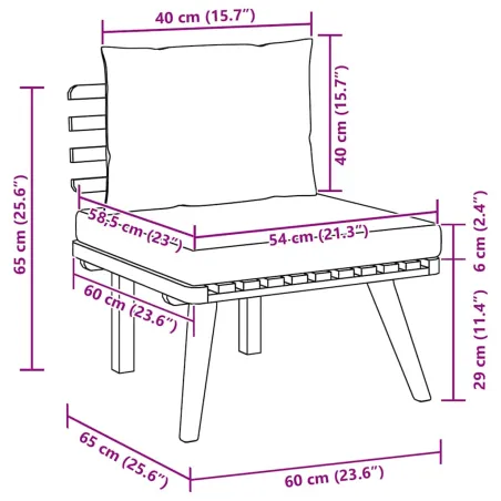 Salon de jardin 2 pcs avec coussins Bois d'acacia solide