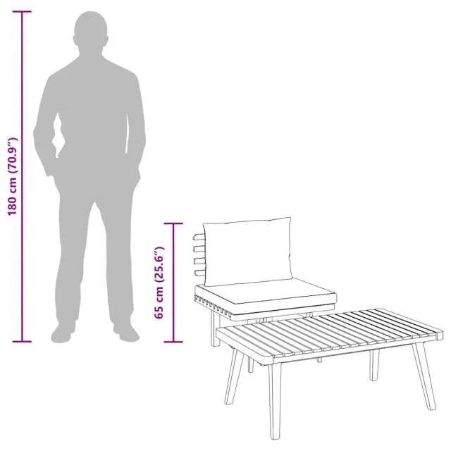 Salon de jardin 2 pcs avec coussins Bois d'acacia solide