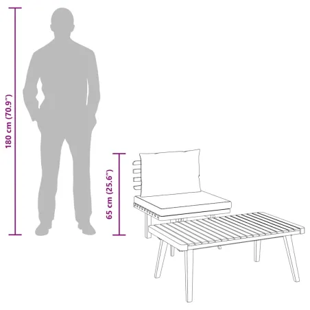Salon de jardin 2 pcs avec coussins Bois d'acacia solide