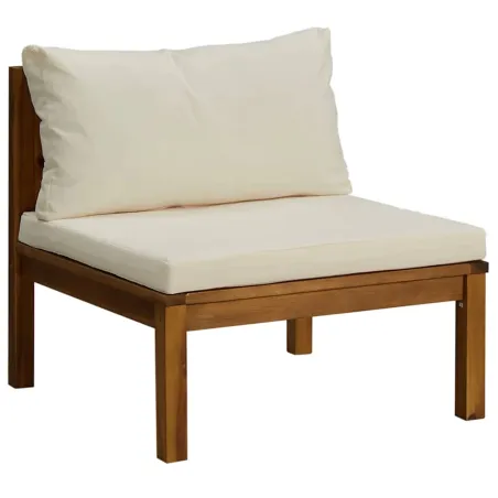 Ensemble de canapés 2 pcs et coussins blanc crème Acacia solide