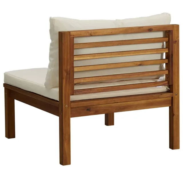 Ensemble de canapés 2 pcs et coussins blanc crème Acacia solide