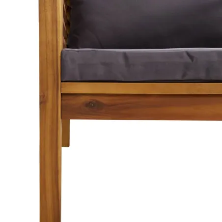 Salon de jardin 2 pcs avec coussins gris foncé Bois d'acacia