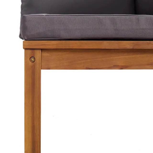 Canapé d'angle sectionnel et coussins gris foncé Bois d'acacia